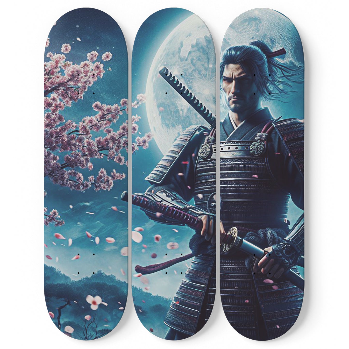 Samurai #2.0 3-Deck Skateboard Wall Art