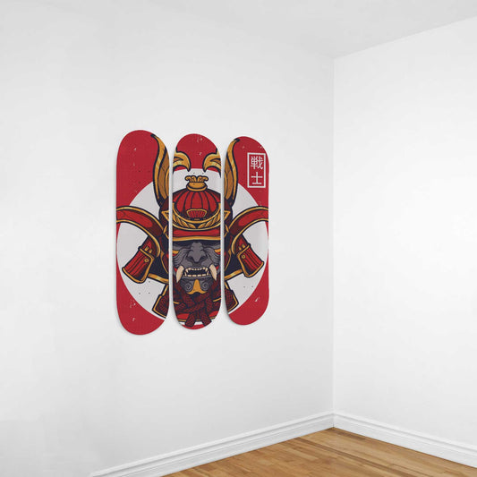 Samurai Legacy 3-Deck Skateboard Wall Art: Timeless Elegance