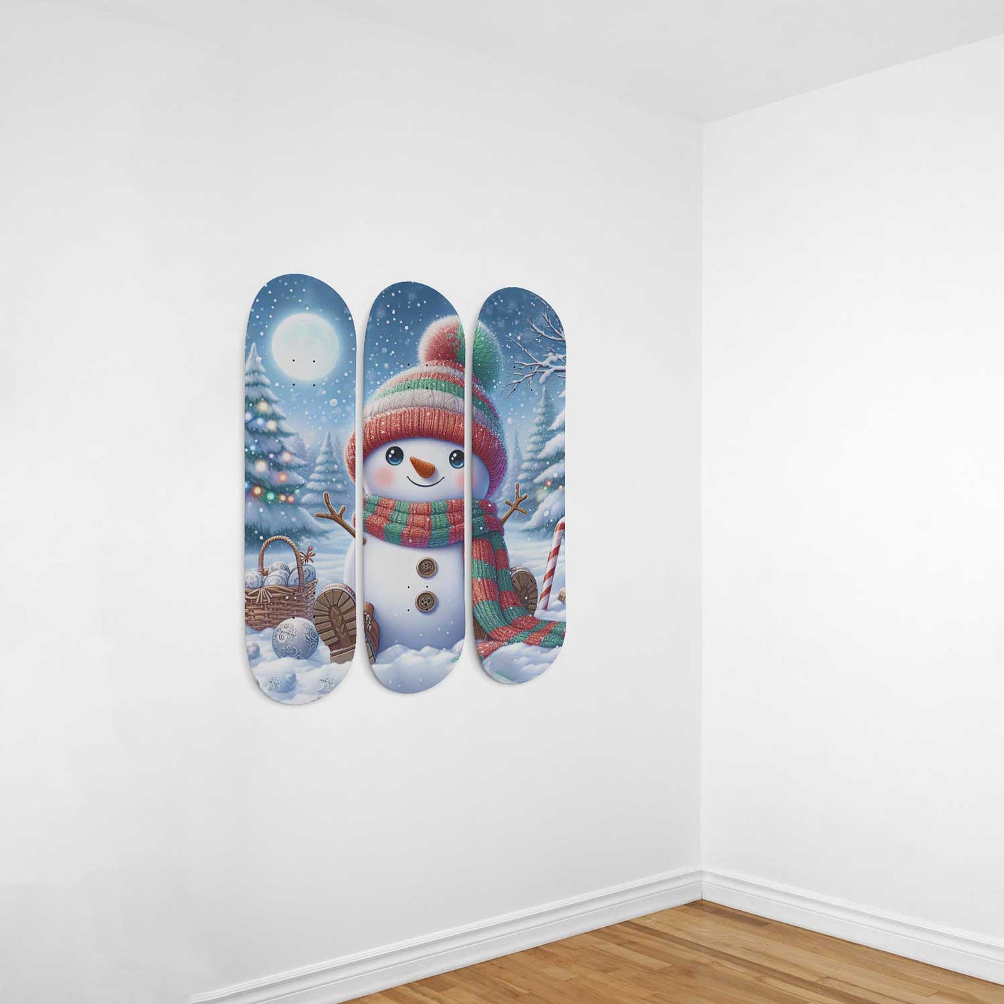 Snowman  3-Deck Skateboard Wall Art