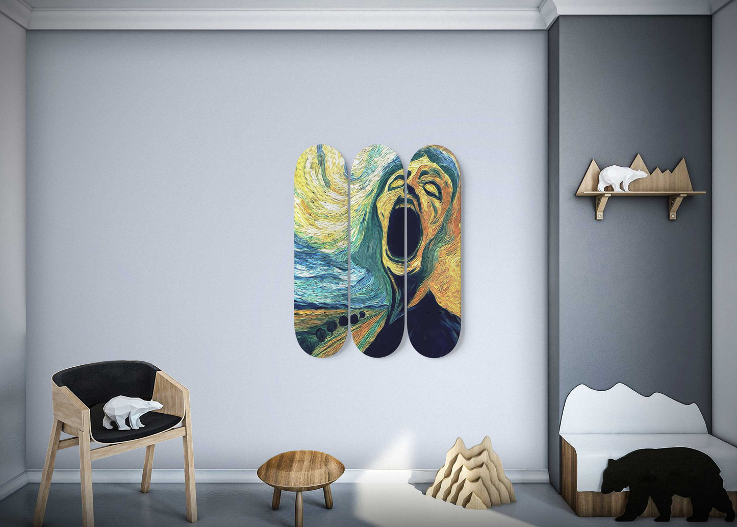 Van Gogh Scream 3-Deck Skateboard Wall Art