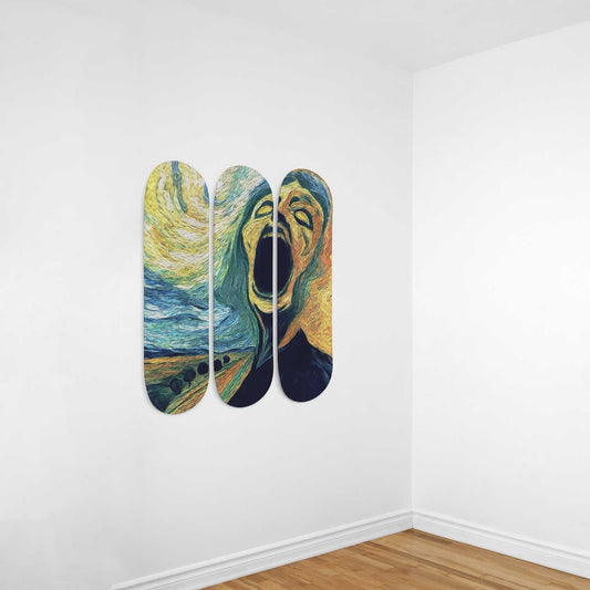 Van Gogh Scream 3-Deck Skateboard Wall Art