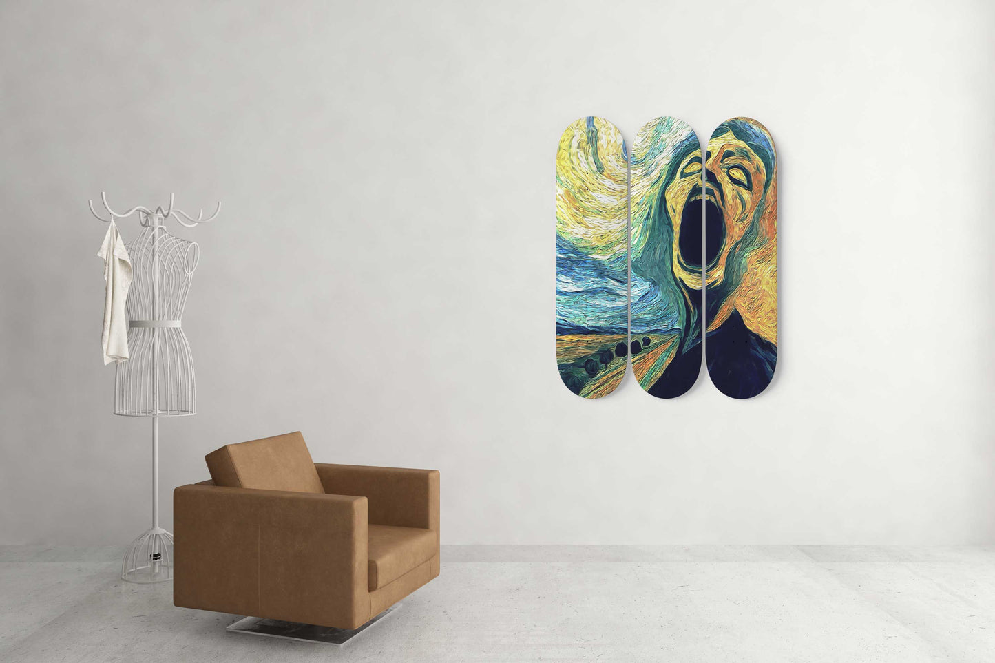 Van Gogh Scream 3-Deck Skateboard Wall Art