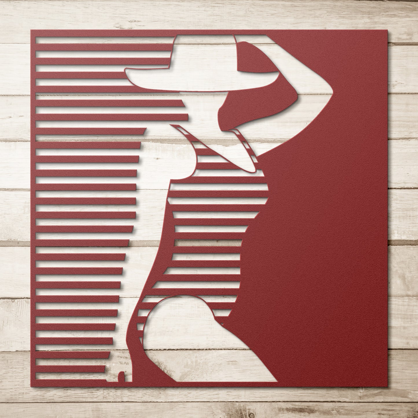 Sexy Lady In A Stripe Swimsuit Metal Wall Art