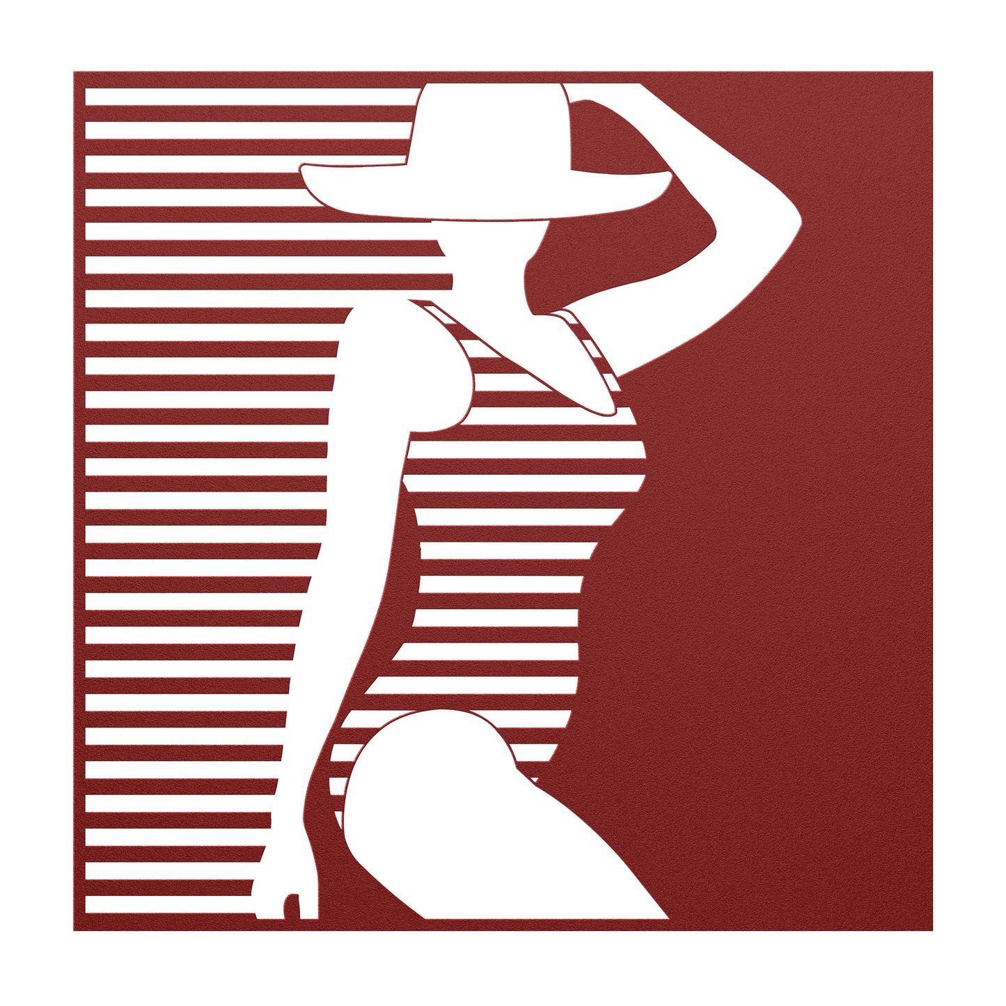 Sexy Lady In A Stripe Swimsuit Metal Wall Art