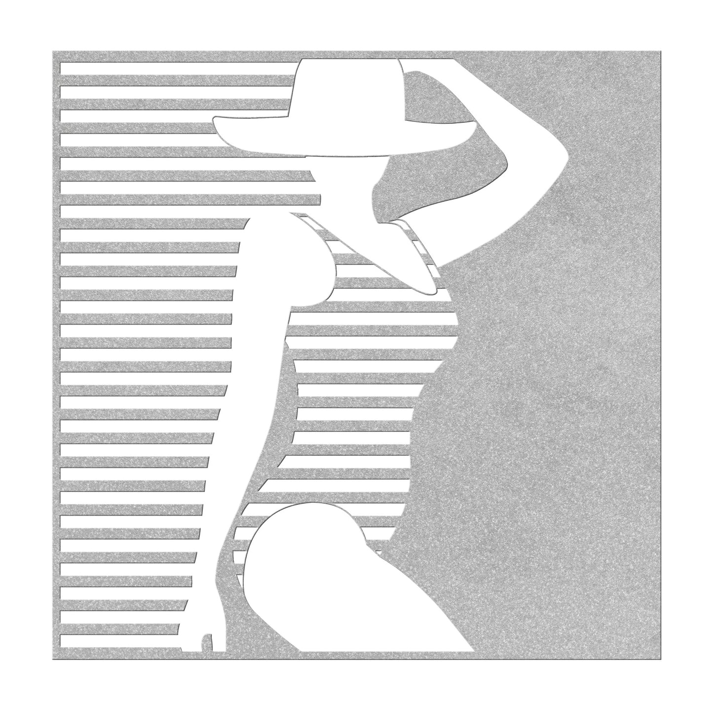 Sexy Lady In A Stripe Swimsuit Metal Wall Art