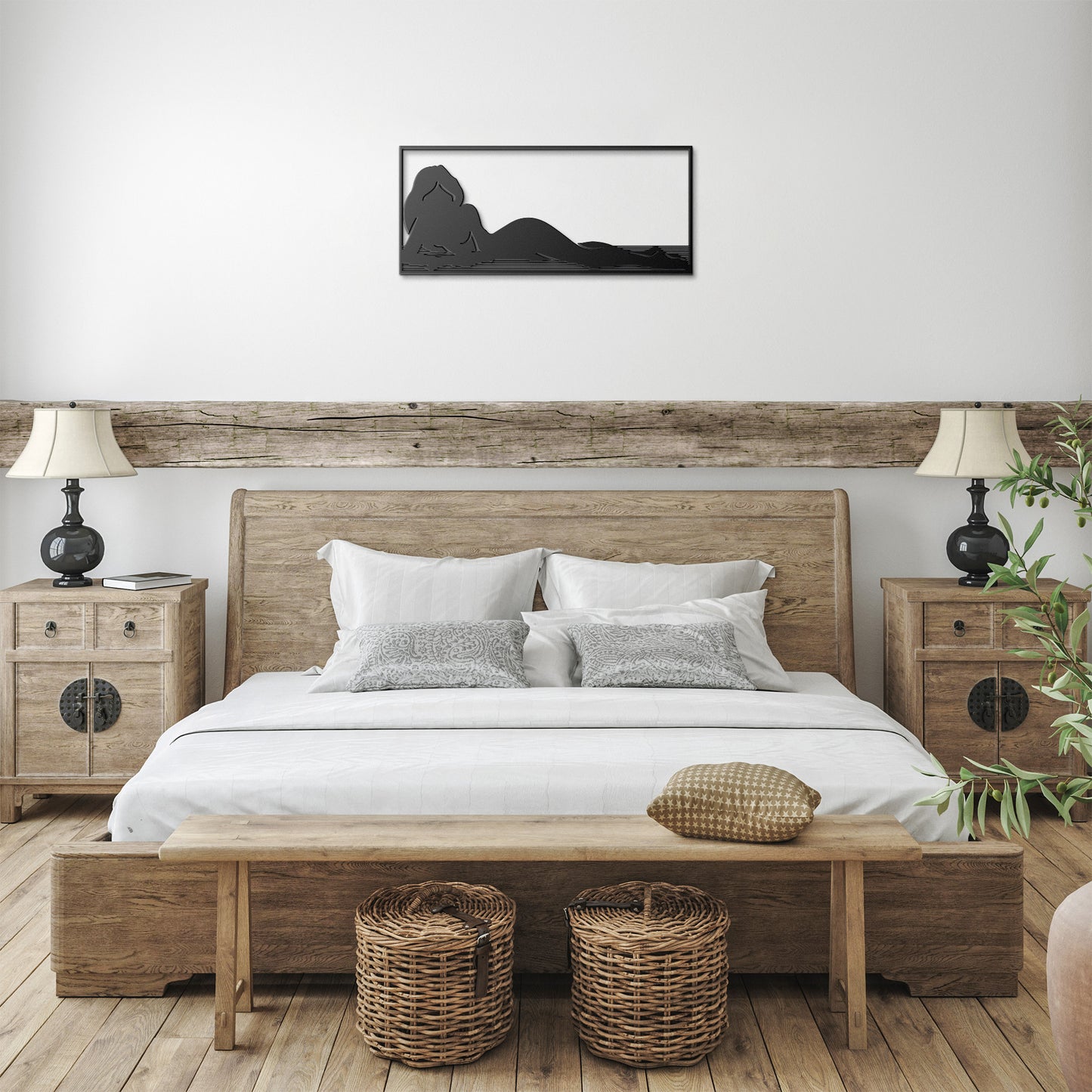 Sexy Lady Laying On The Beach Metal Wall Art