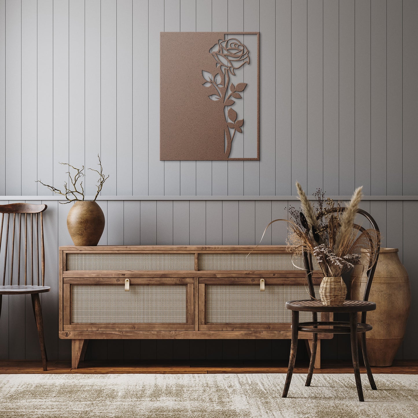 Shadow Of a Beautiful Rose Metal Wall Art