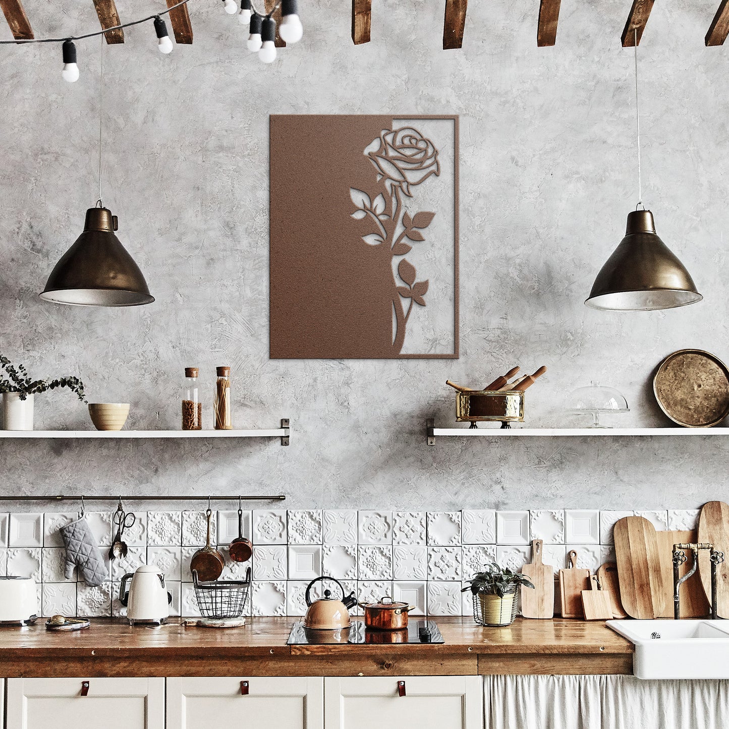 Shadow Of a Beautiful Rose Metal Wall Art