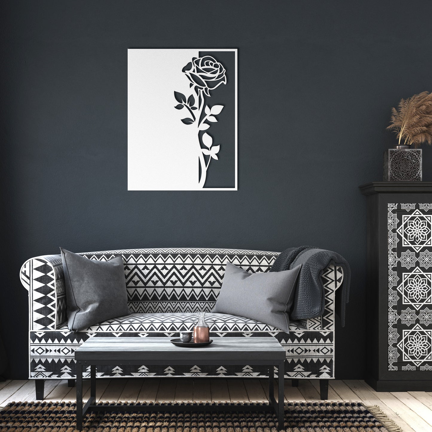 Shadow Of a Beautiful Rose Metal Wall Art