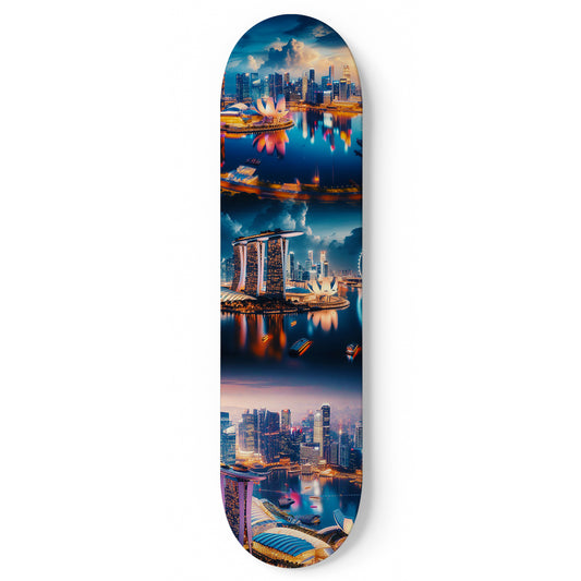 Singapore Cityscaper 1-Deck Skateboard Wall Art