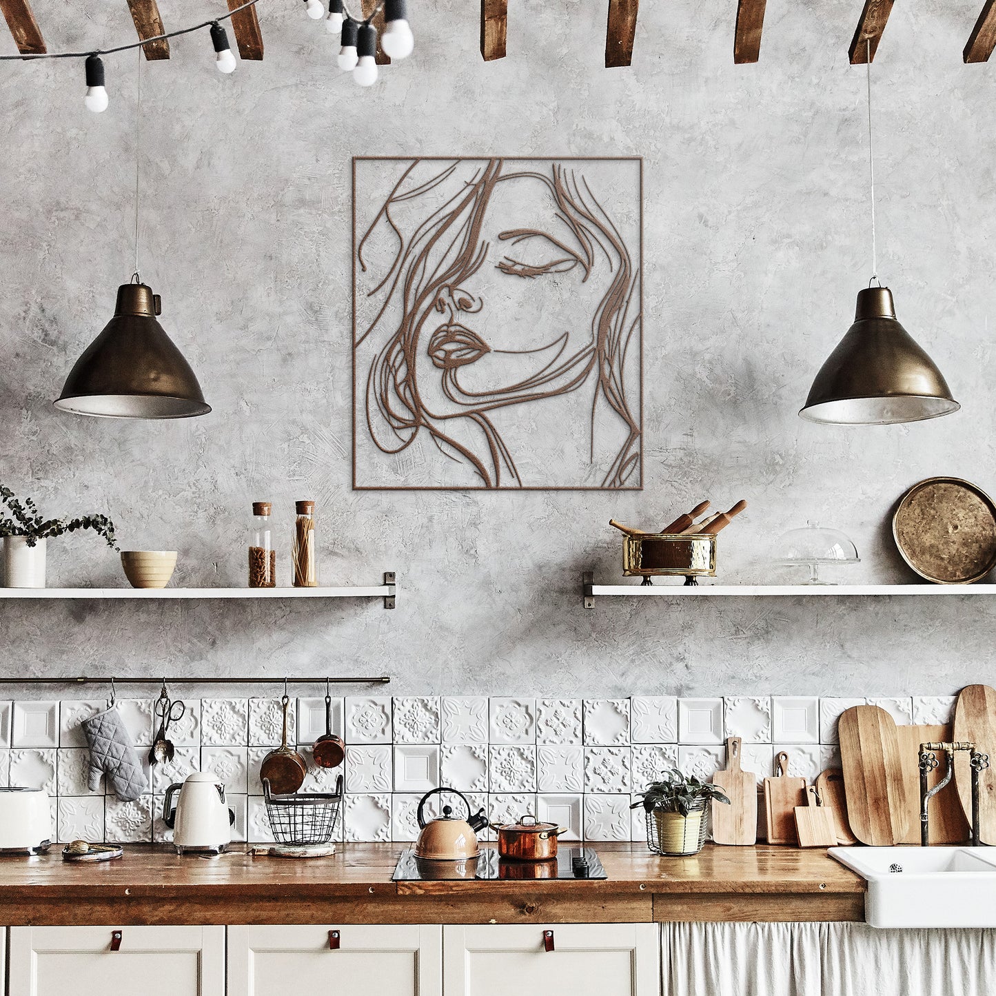 Sketch Of A Beautiful Woman Metal Wall Art