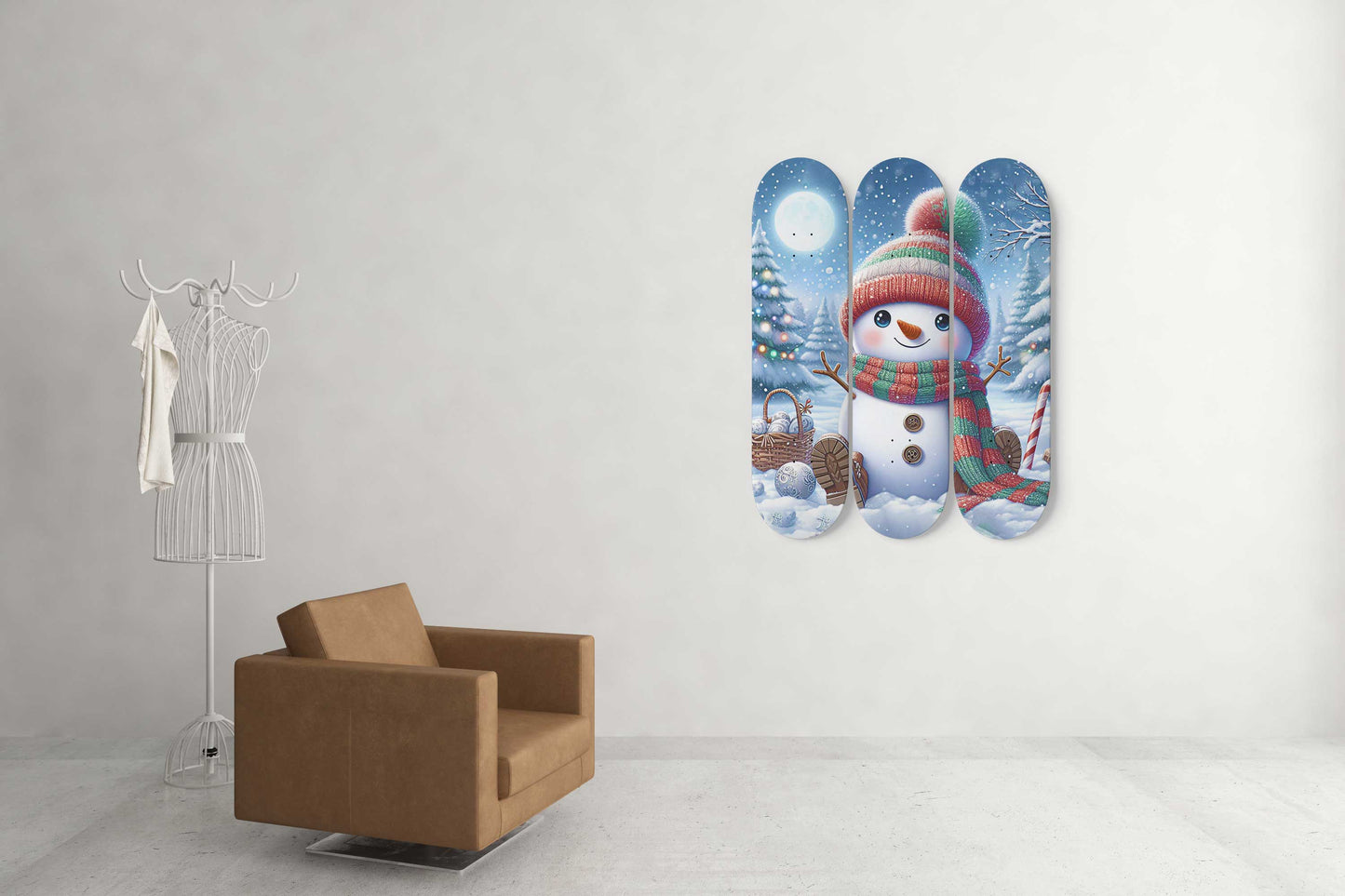 Snowman  3-Deck Skateboard Wall Art