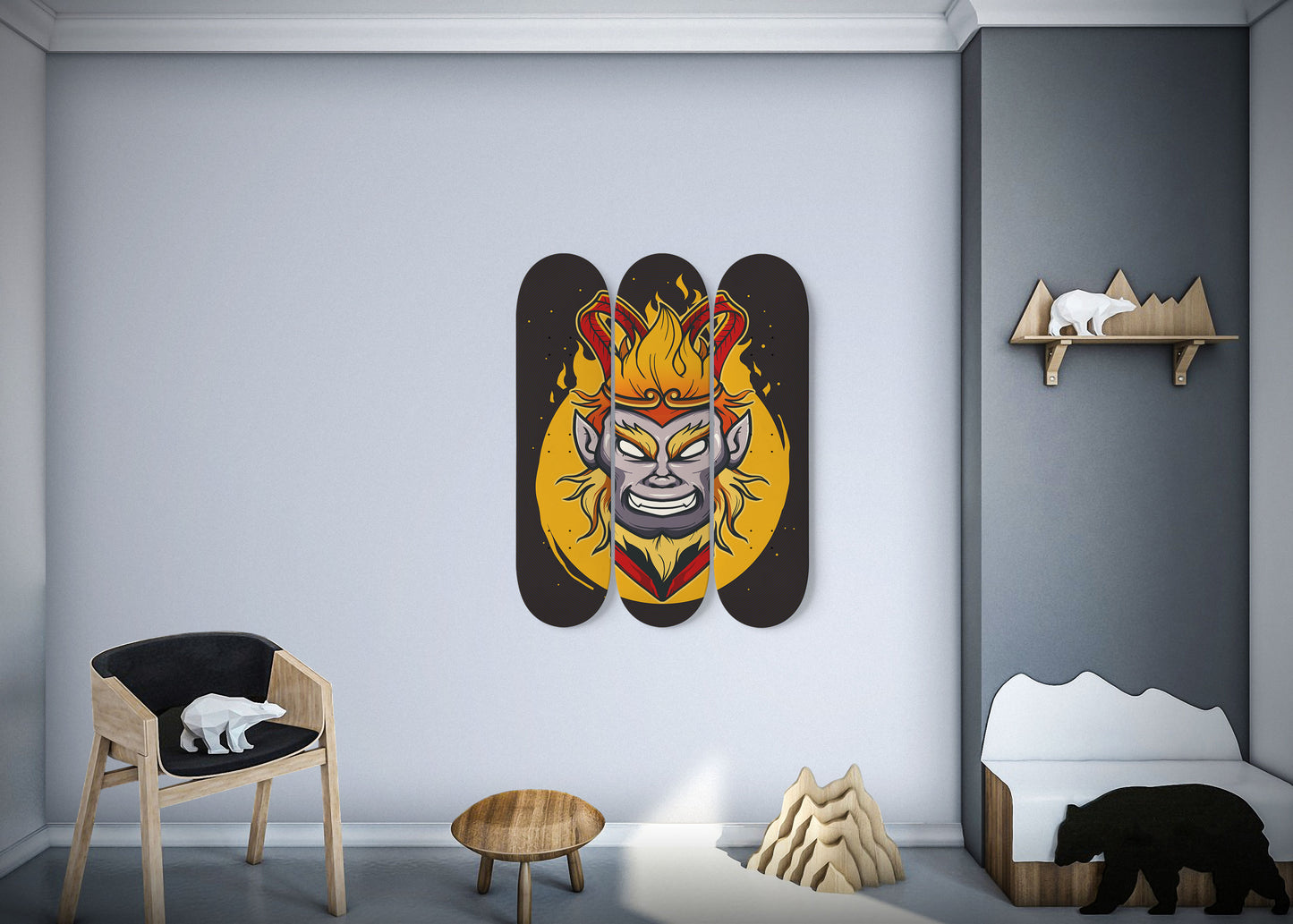 Son Wukong Monkey King 3-Deck Skateboard Wall Art: Legendary Journey