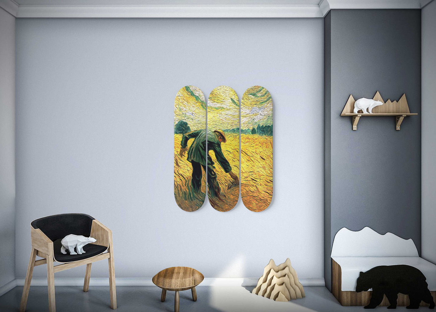 Van Gogh Sower 3-Deck Skateboard Wall Art