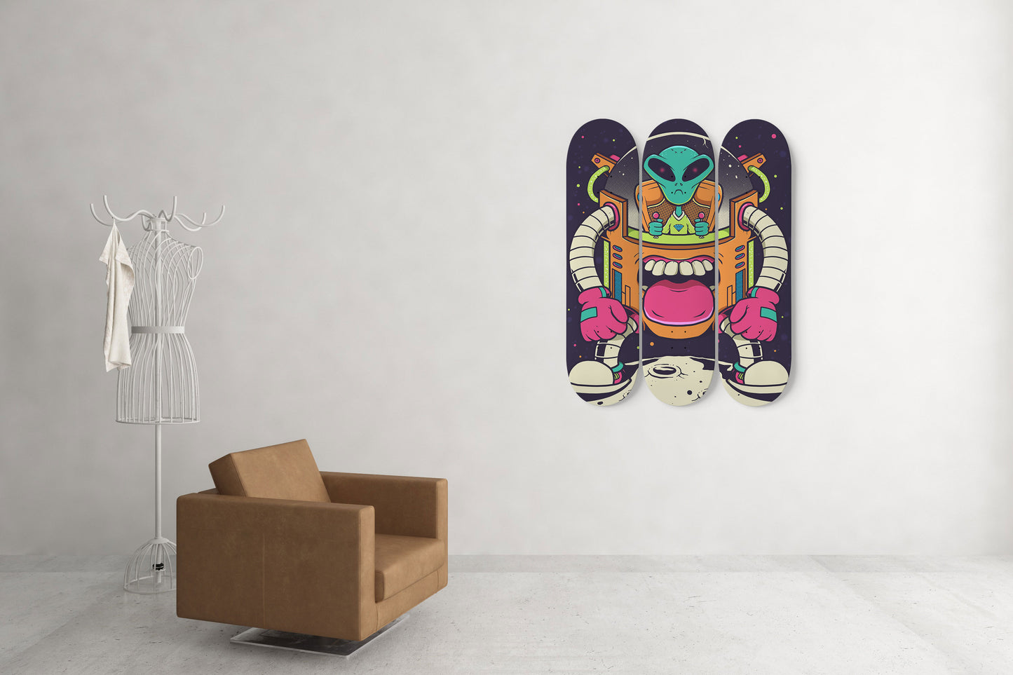 Space Warrior 3-Deck Skateboard Wall Art: Galactic Design