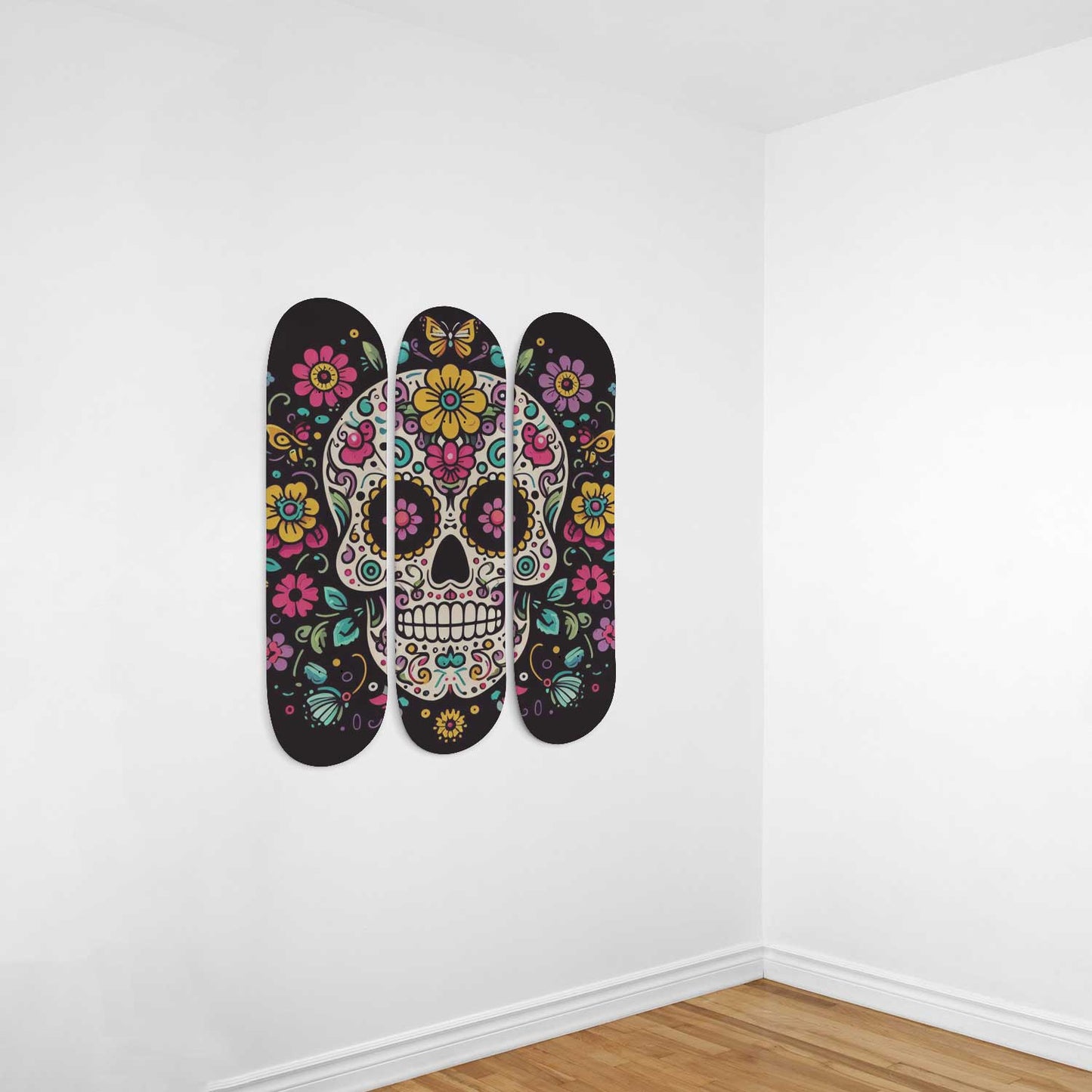 Sugar Skull #1.0 3-Deck Skateboard Wall Art: Dia de los Muertos Delight