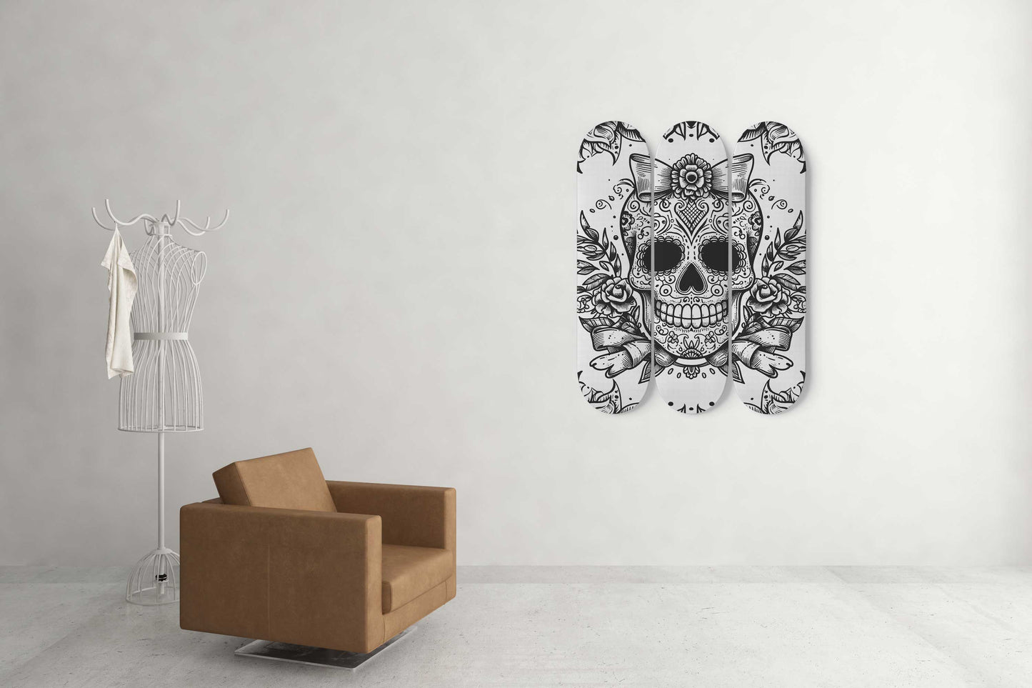 Sugar Skull #7.0 3-Deck Skateboard Wall Art: Dia de los Muertos Delight