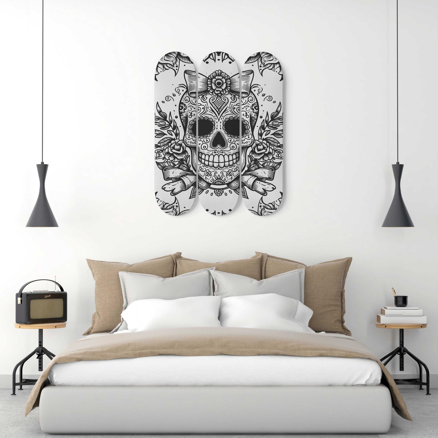 Sugar Skull #7.0 3-Deck Skateboard Wall Art: Dia de los Muertos Delight