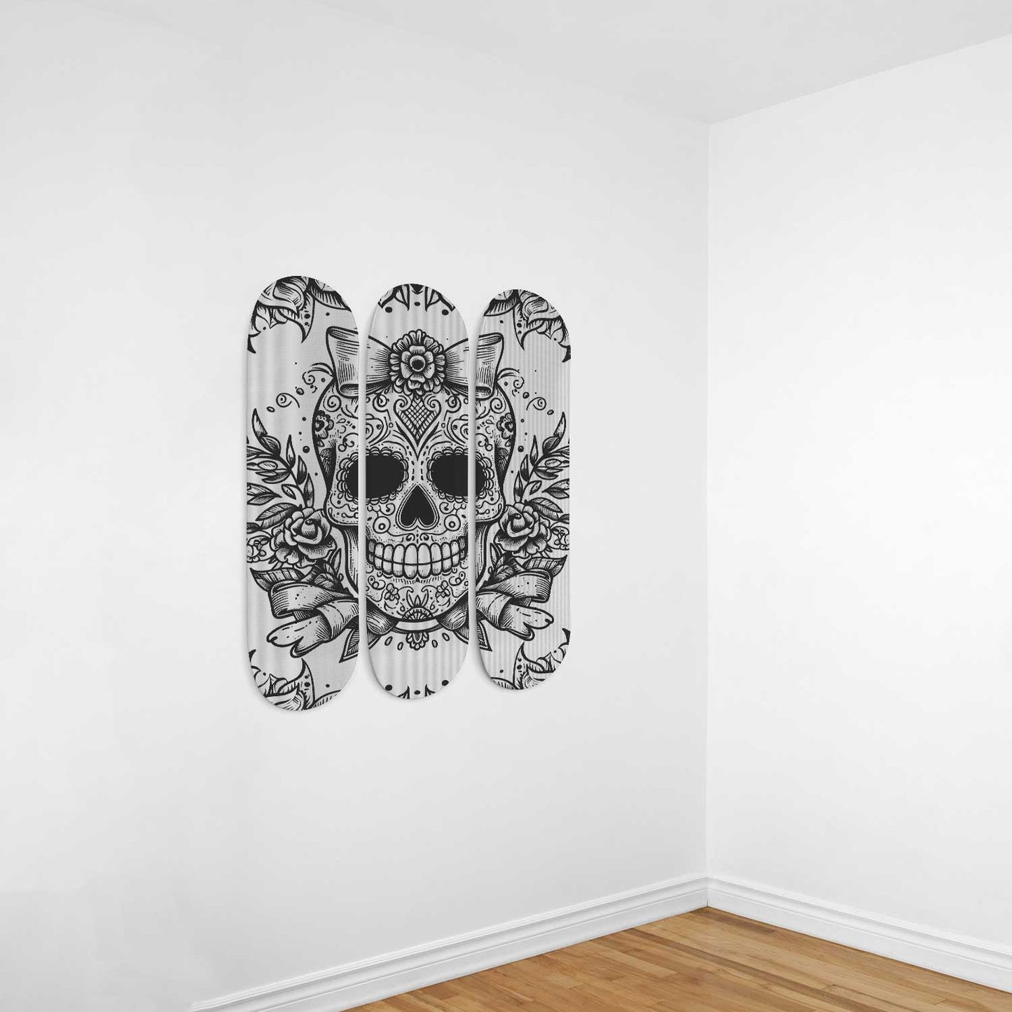 Sugar Skull #7.0 3-Deck Skateboard Wall Art: Dia de los Muertos Delight