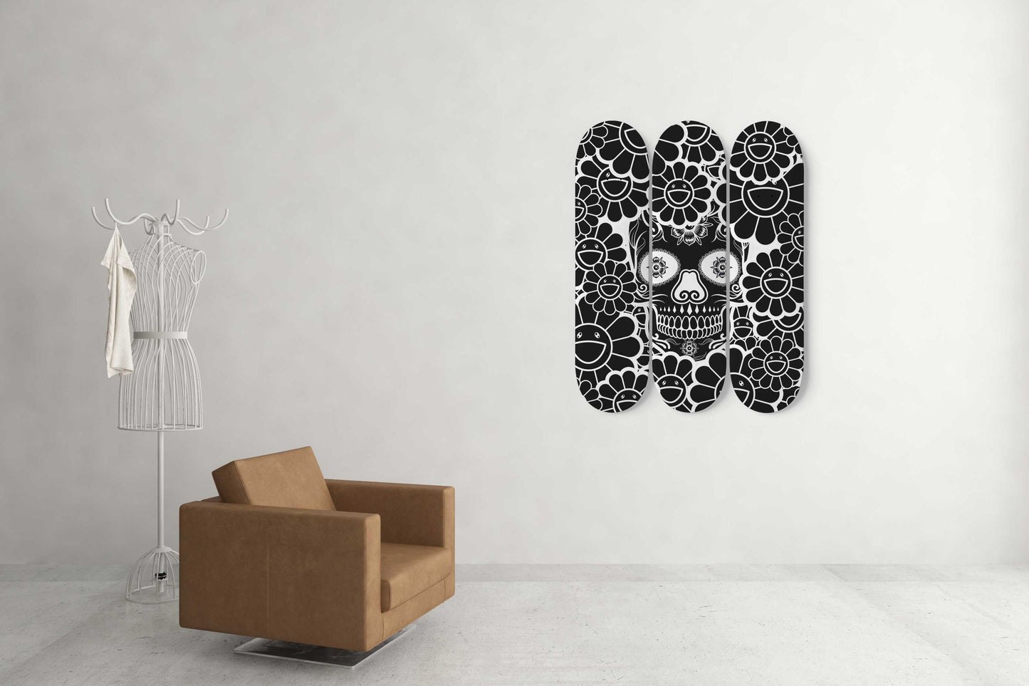 Sugar Skull #12.0 3-Deck Skateboard Wall Art: Dia de los Muertos Delight