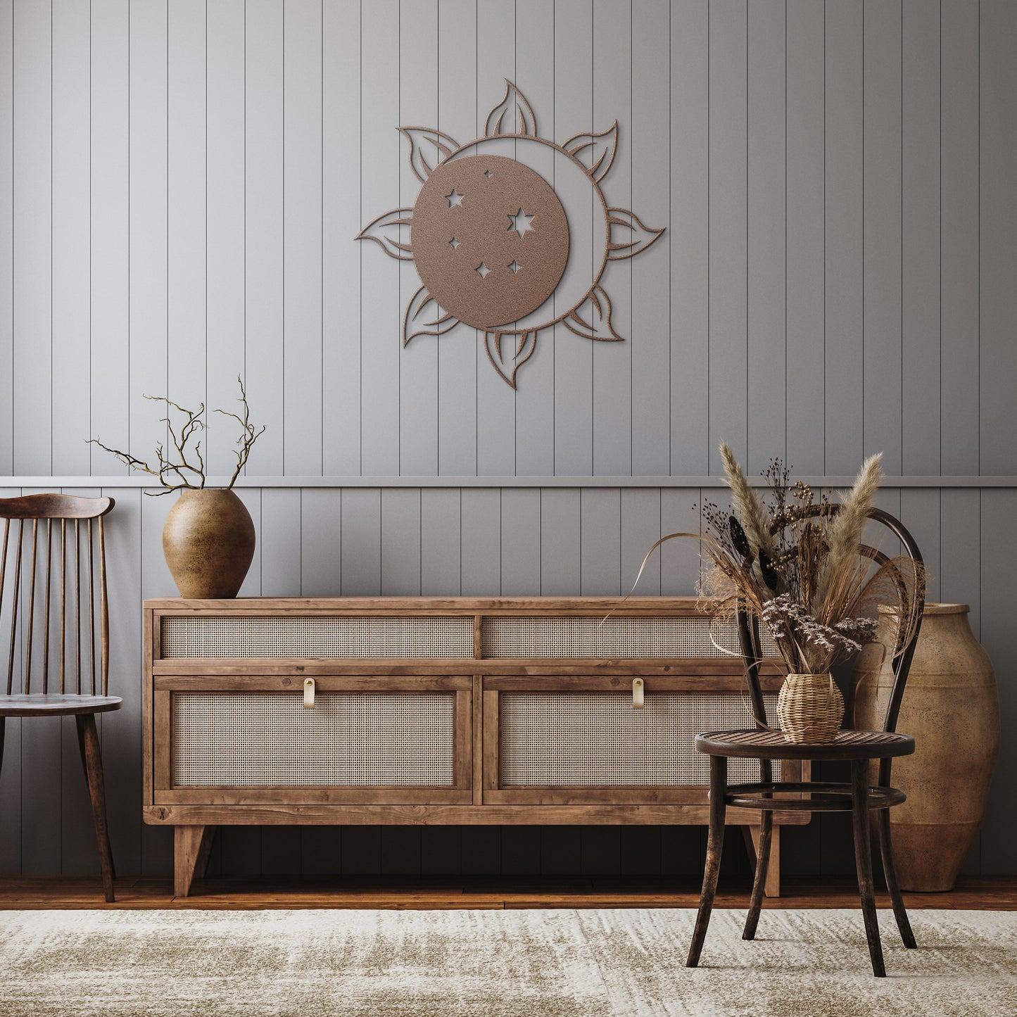 Sun Moon and Stars Metal Wall Art