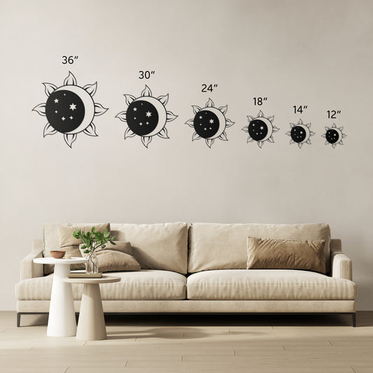 Sun Moon and Stars Metal Wall Art