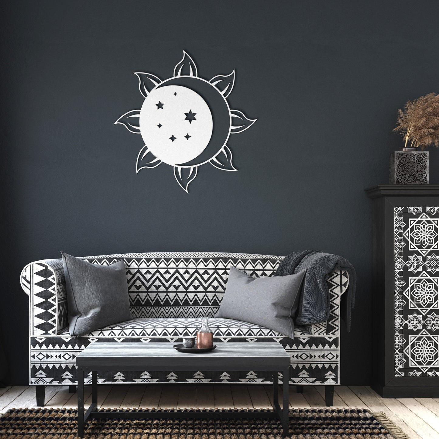 Sun Moon and Stars Metal Wall Art