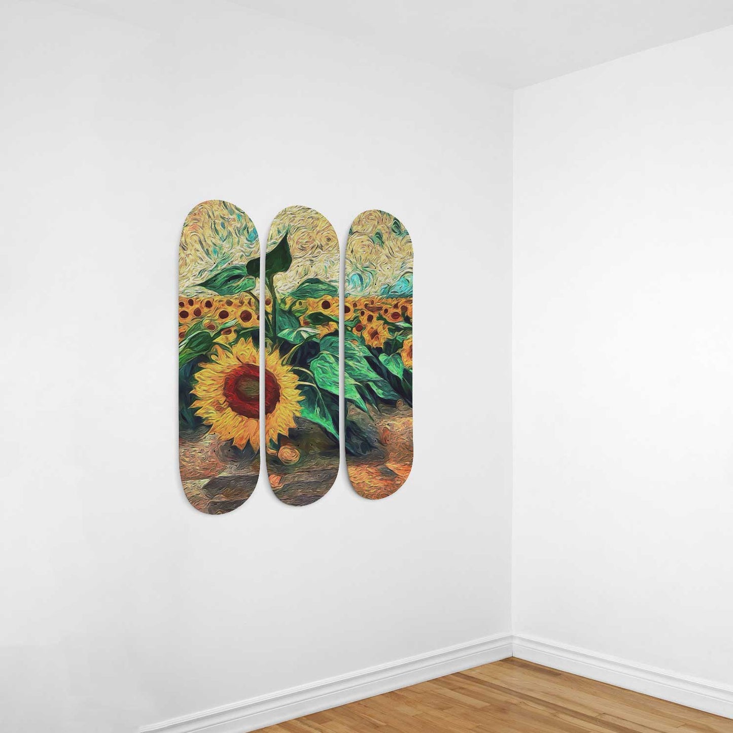 Van Gogh Sunflower Garden 3-Deck Skateboard Wall Art: A Masterpiece with Nature-Inspired Design
