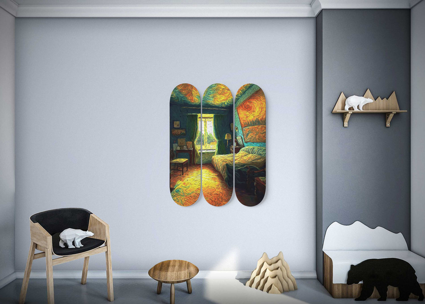 Van Gogh The Bedroom 3-Deck Skateboard Wall Art