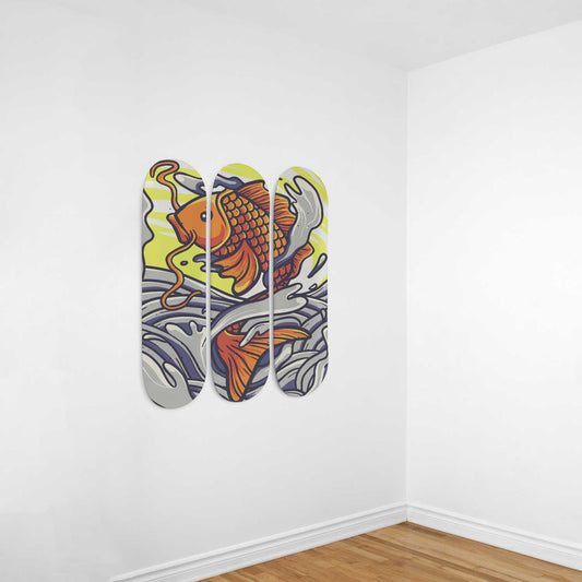 The Golden Fortune 3 Deck Skateboard Wall Art