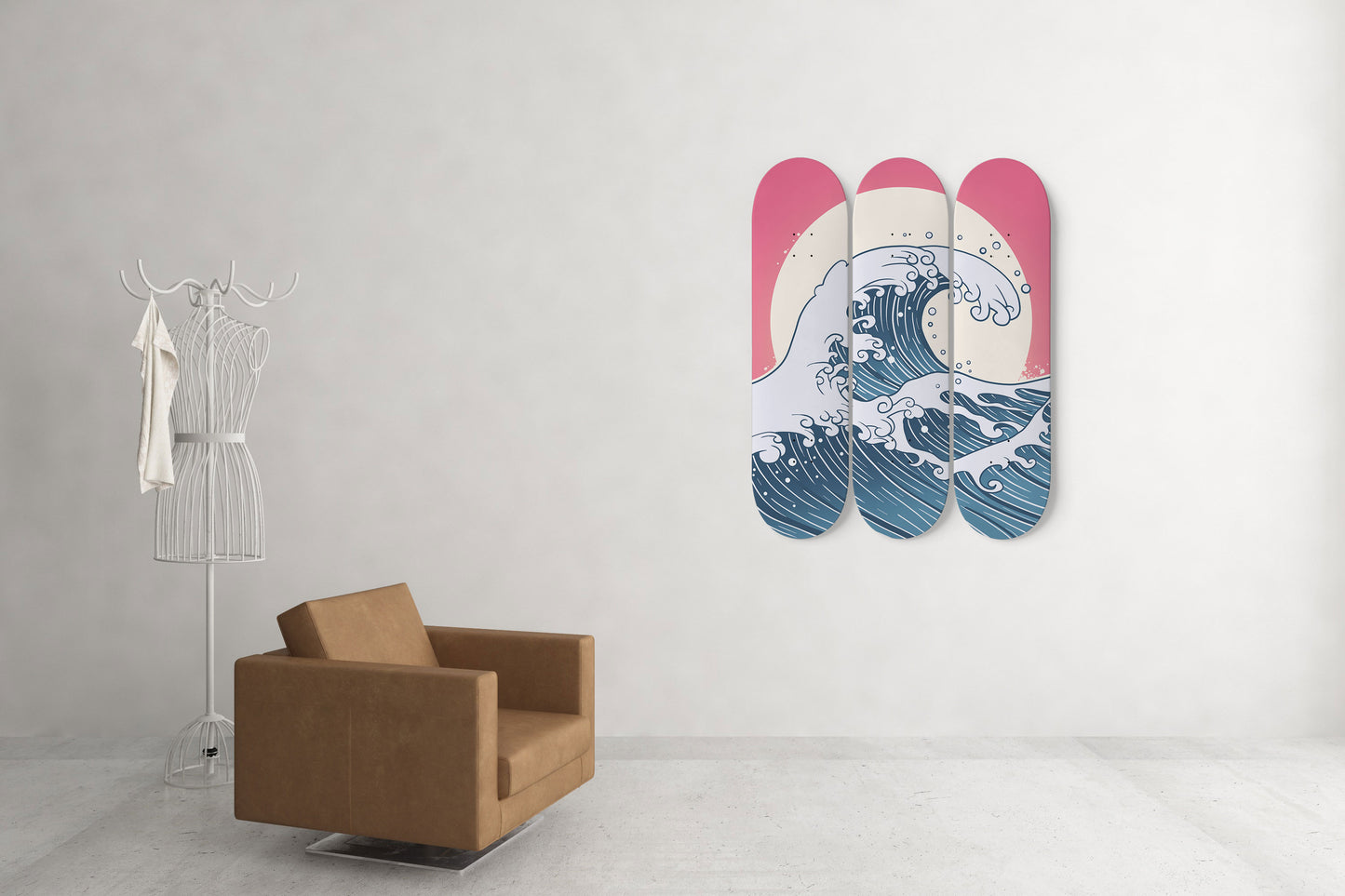 The Great Wave off Kanagawa 3-Deck Skateboard Wall Art: Oceanic Masterpiece