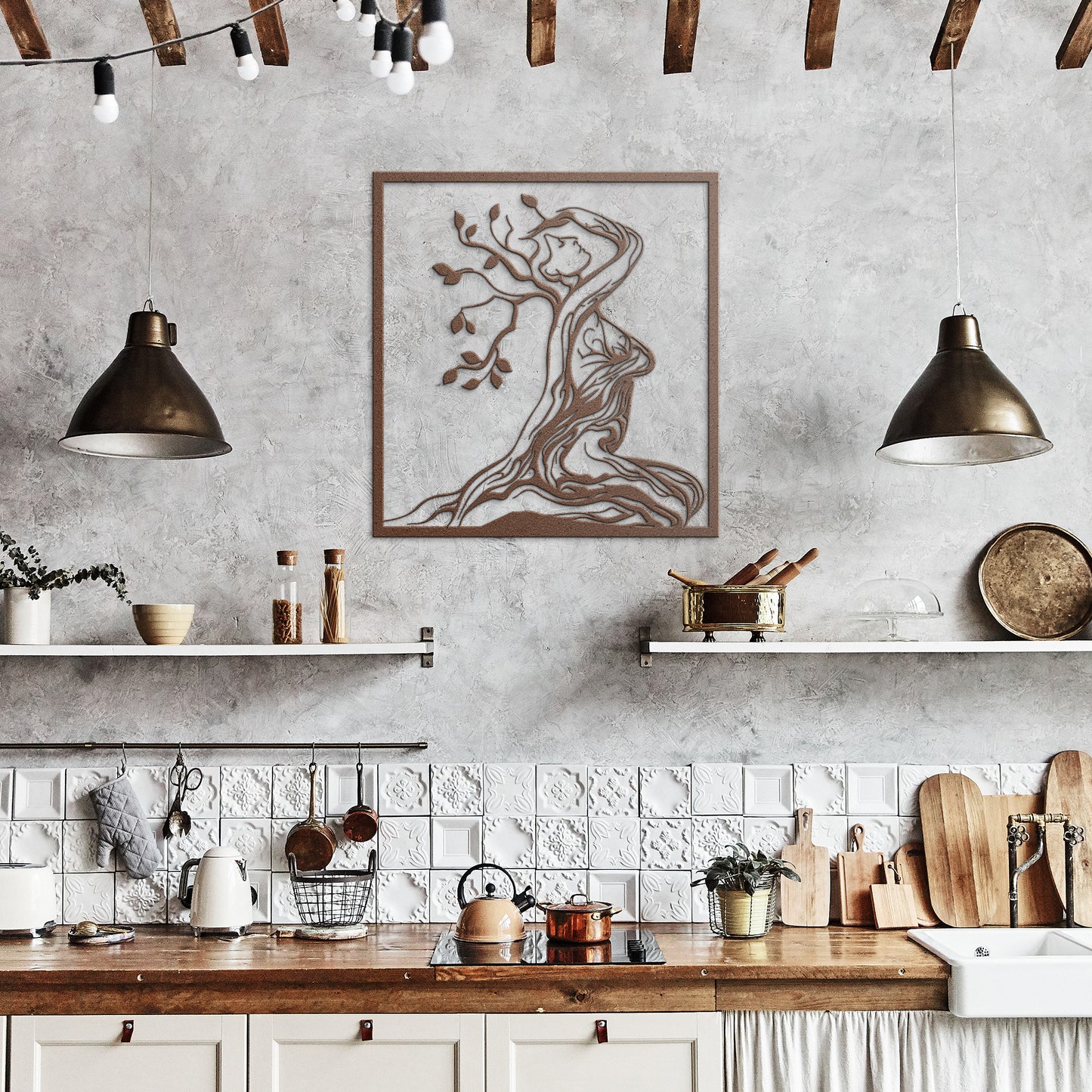 Tree Of Life Lady Metal Wall Art