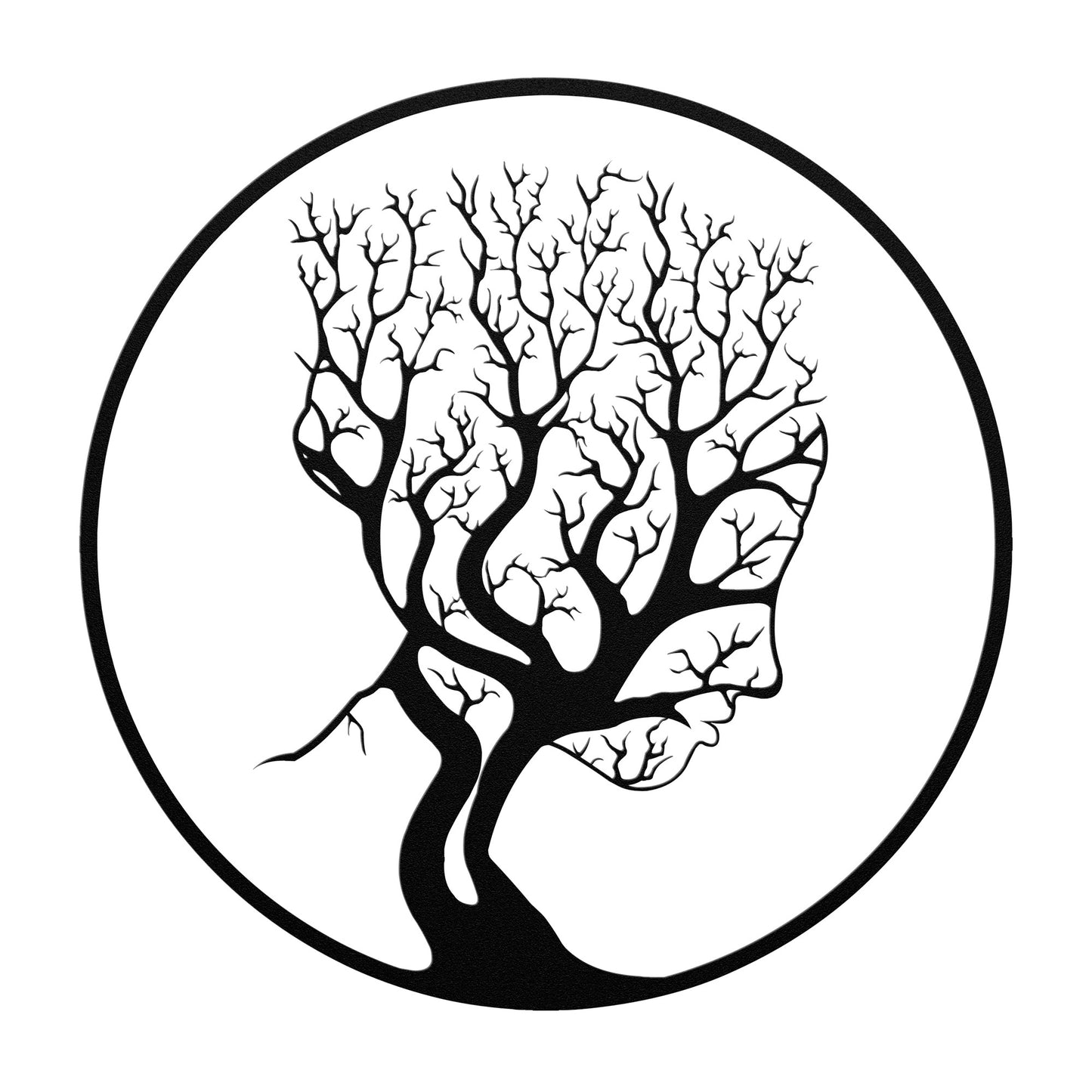 Woman Figure On A Tree Metal Wall Art