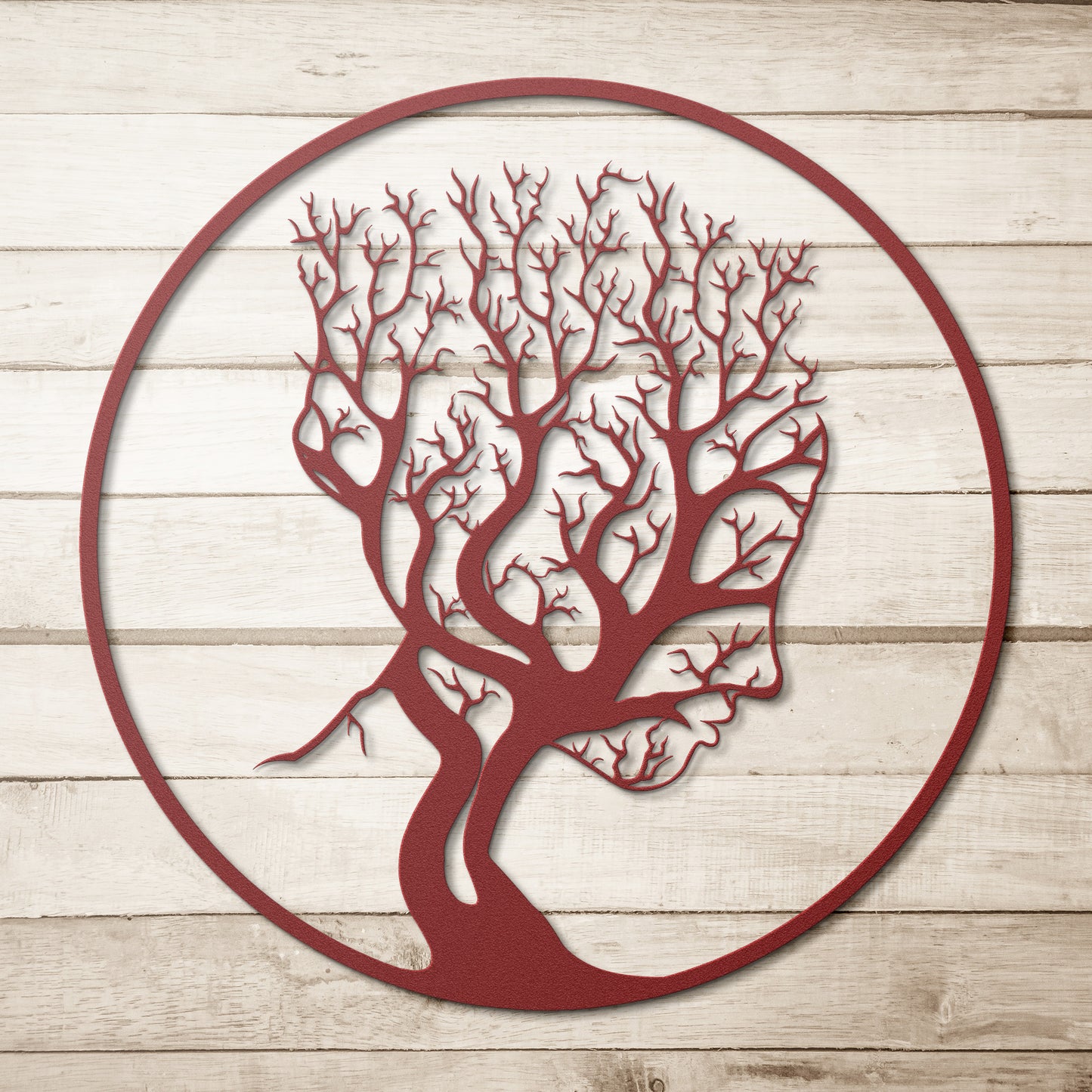 Woman Figure On A Tree Metal Wall Art