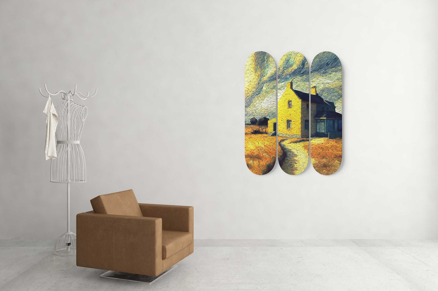 Van Gogh Yellow House 3-Deck Skateboard Wall Art
