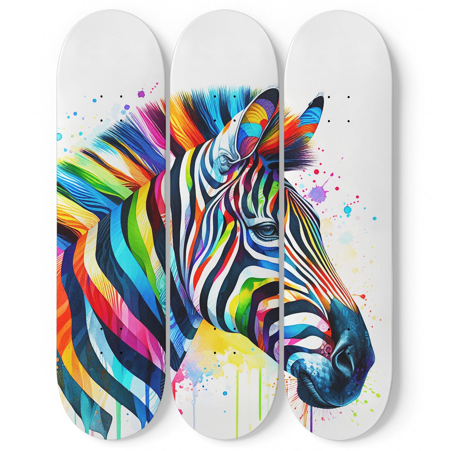 Zebra#3.0 3-Deck Skateboard Wall Art