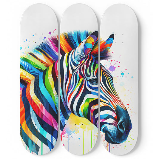 Zebra#3.0 3-Deck Skateboard Wall Art
