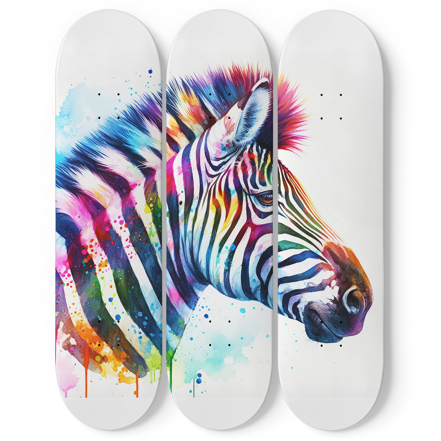 Zebra #4.0 3-Deck Skateboard Wall Art