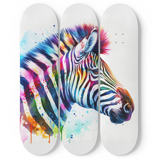 Zebra #4.0 3-Deck Skateboard Wall Art