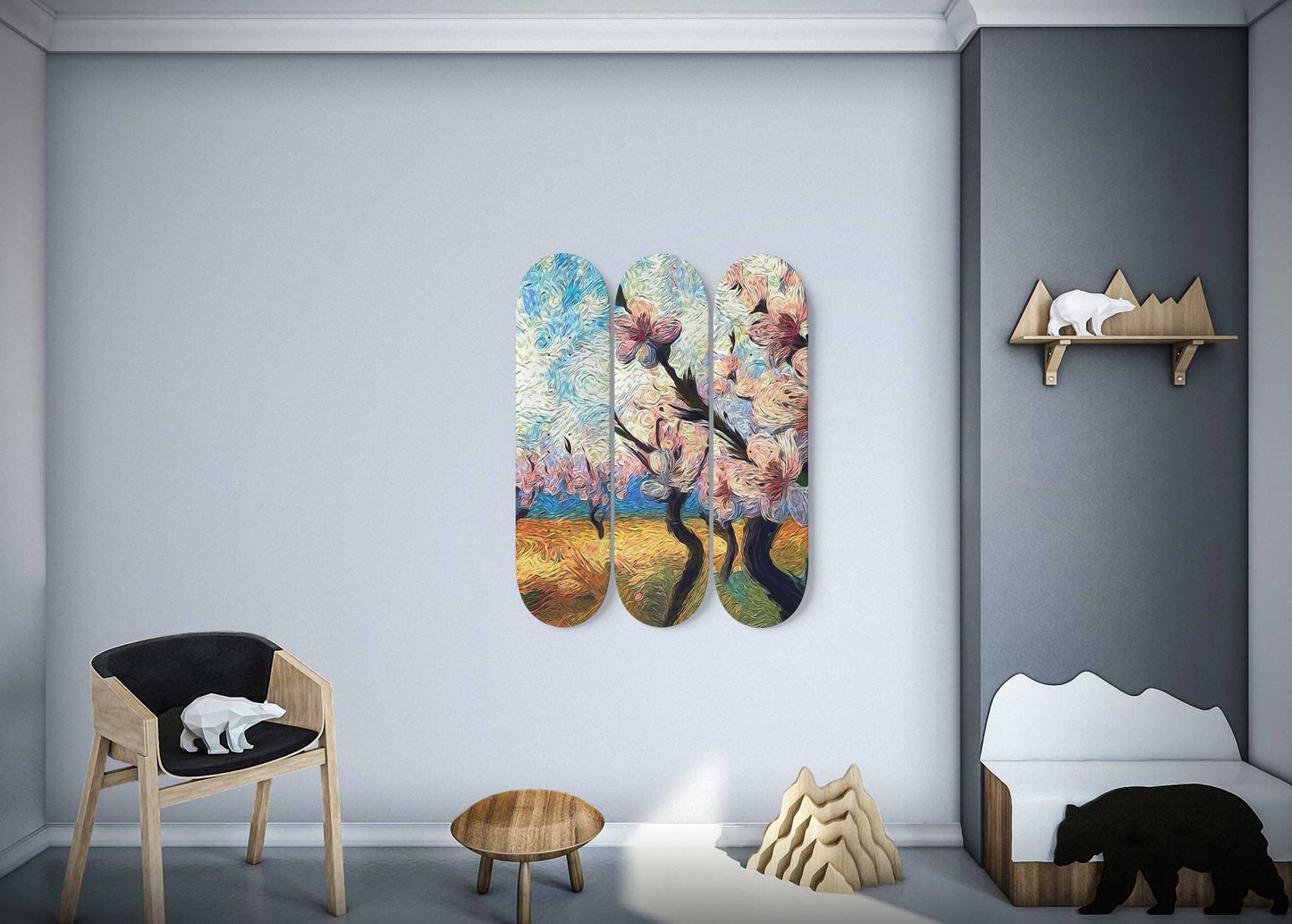 Van Gogh Almond Blossom 3-Deck Skateboard Wall Art: A Blossoming Masterpiece