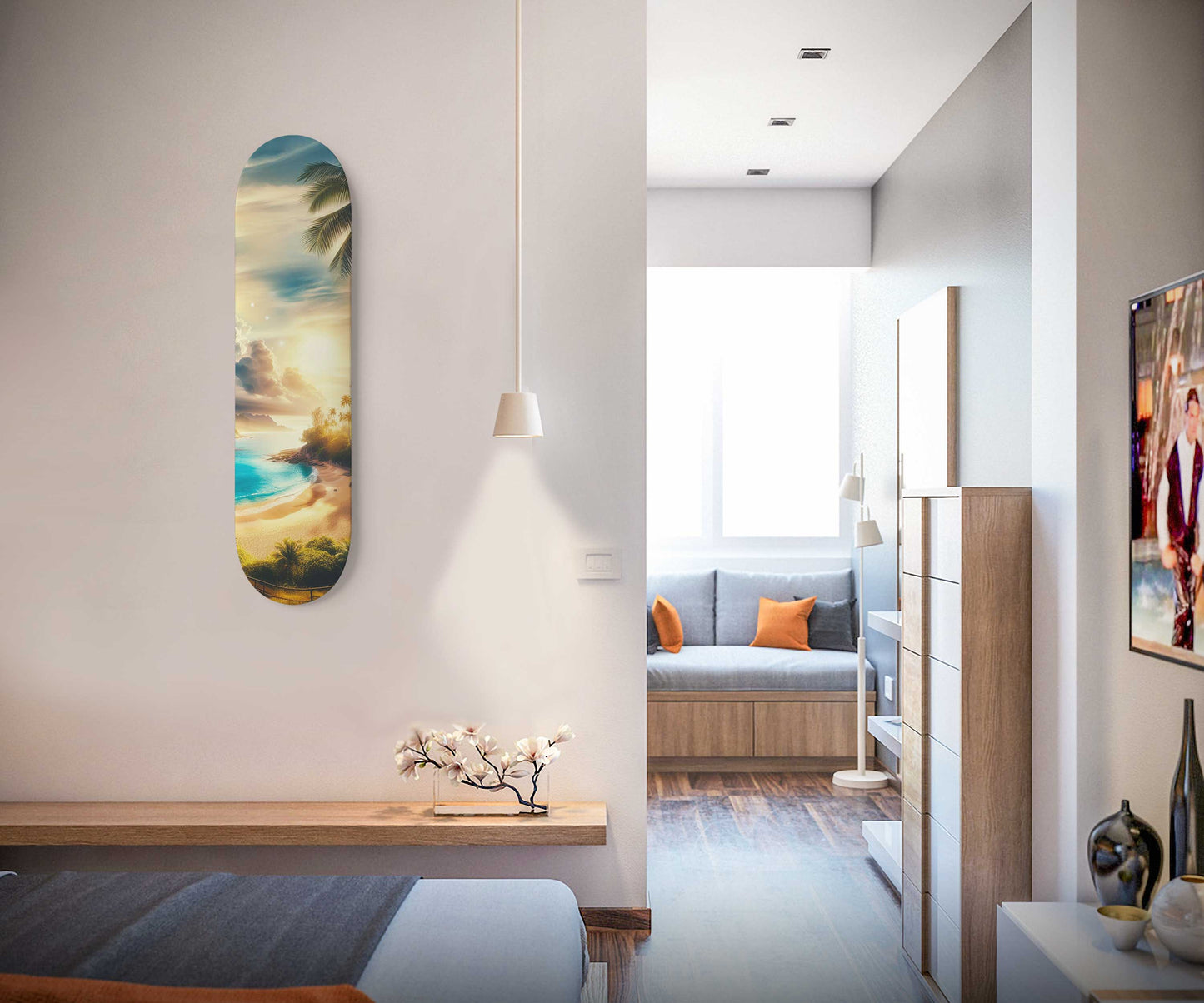 Beach 1-Deck Skateboard Wall Art