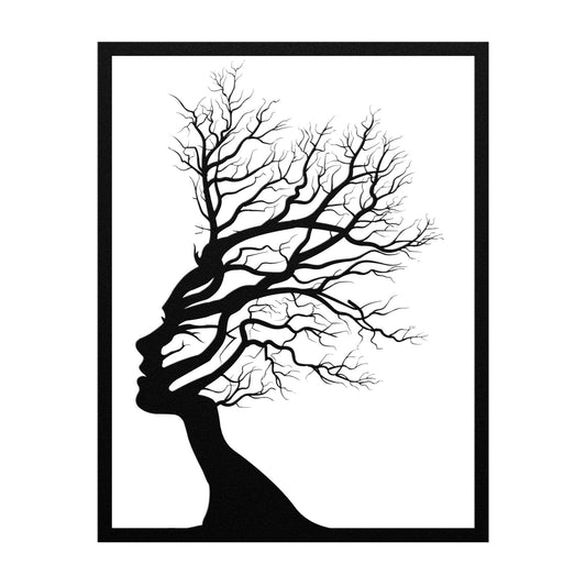 Beautiful Tree Woman Face Metal Wall Art
