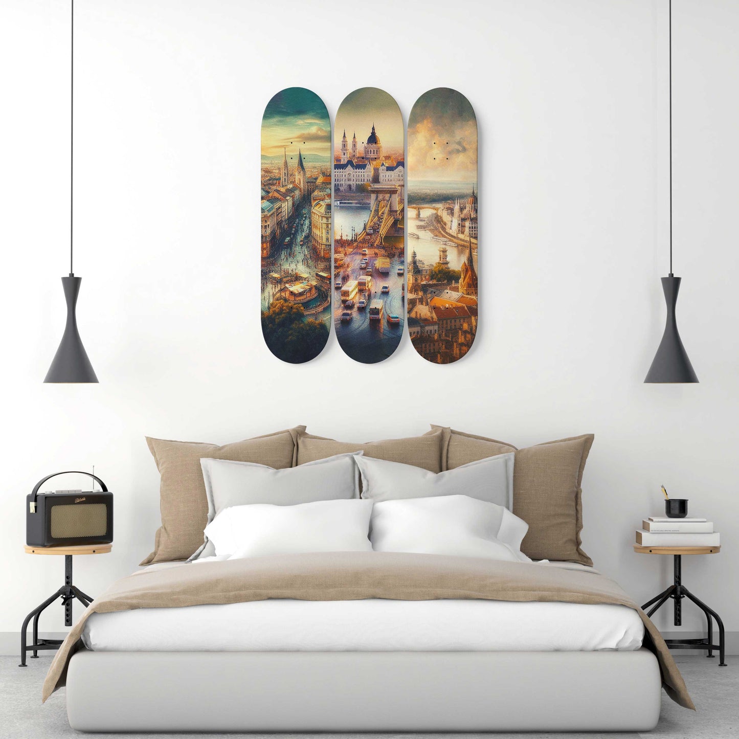 Budapest Cityscaper 3-Deck Skateboard Wall Art