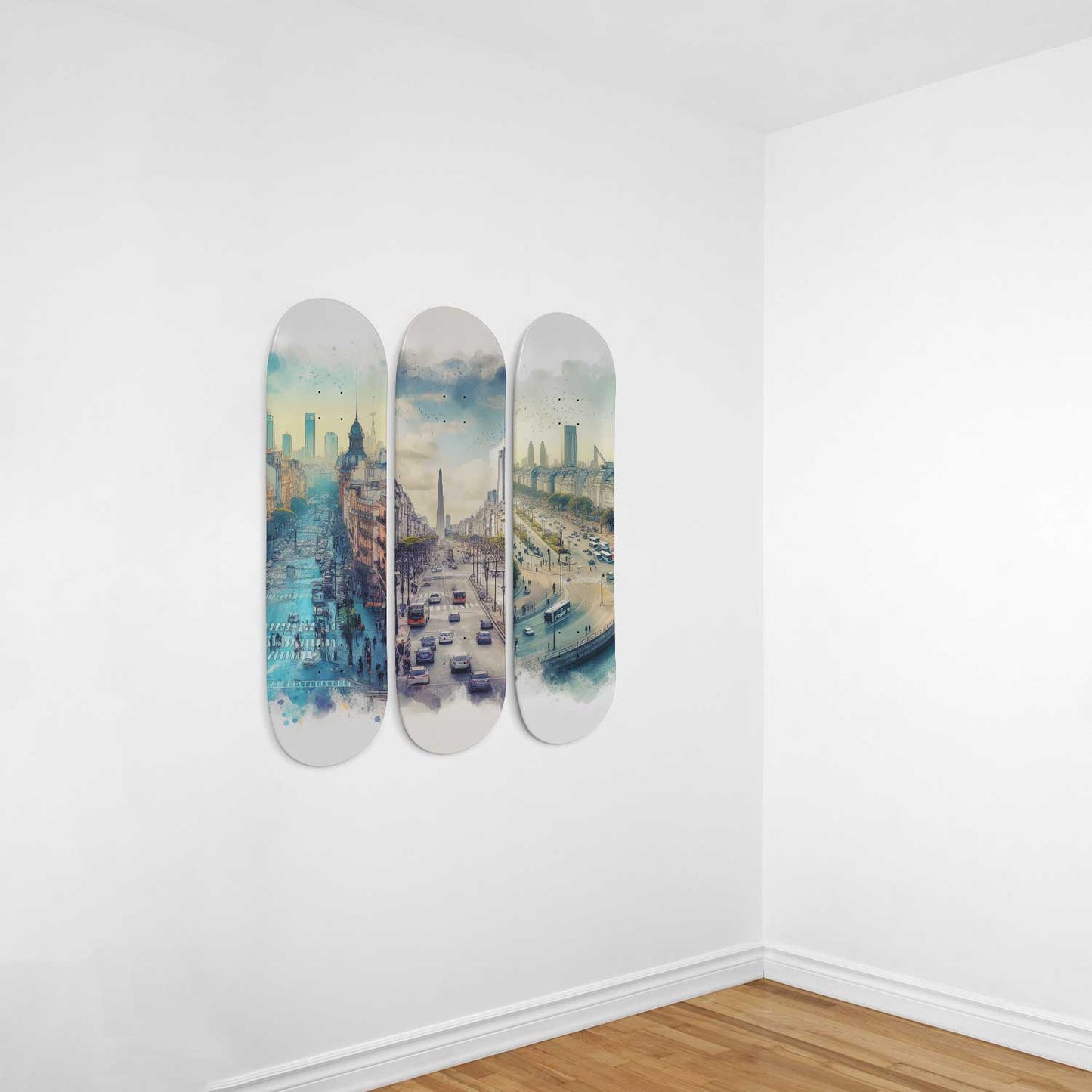 Buenos Aires Cityscaper 3-Deck Skateboard Wall Art