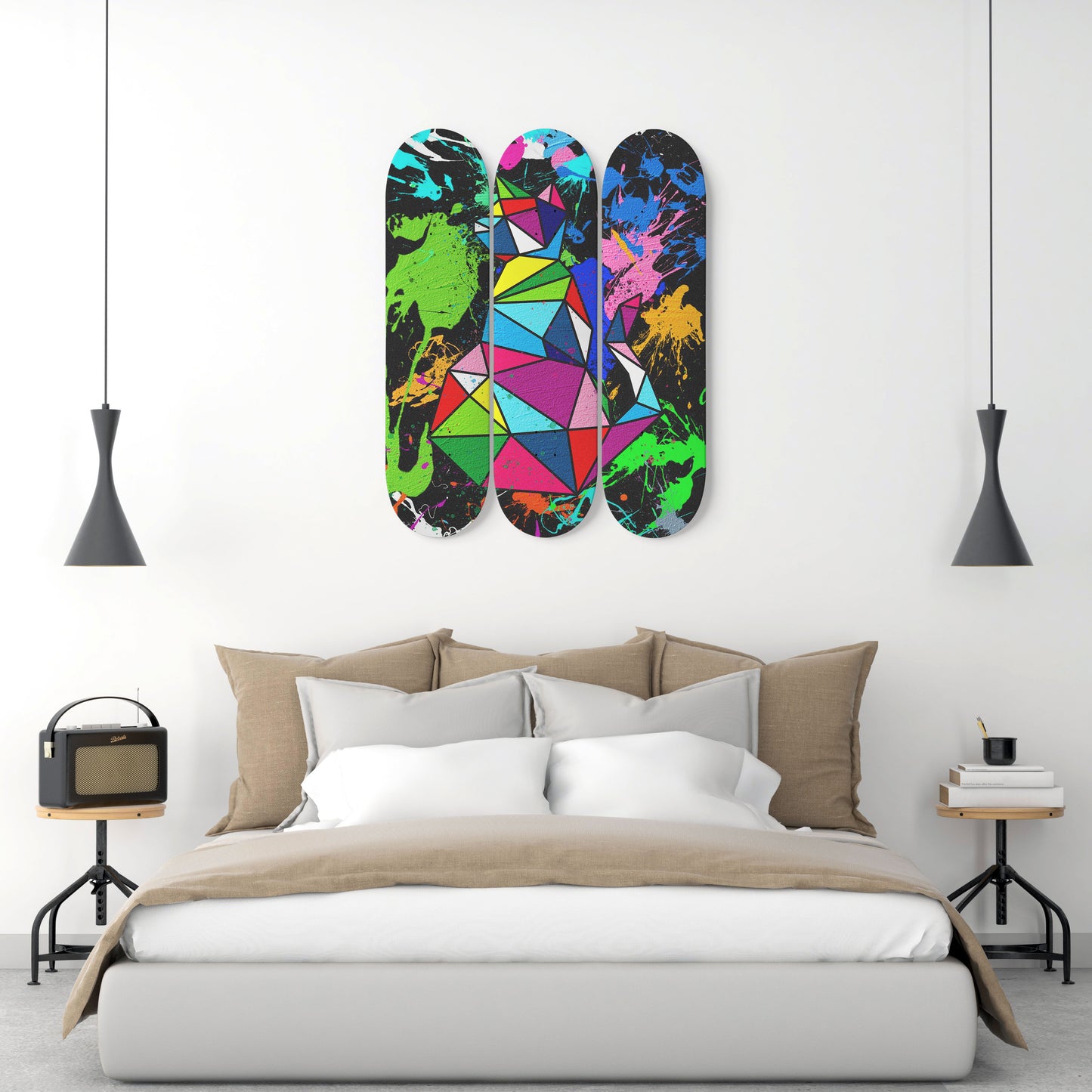 Elegant Cat #1.0 3-Deck Skateboard Wall Art:Adorbale, Colorful Design