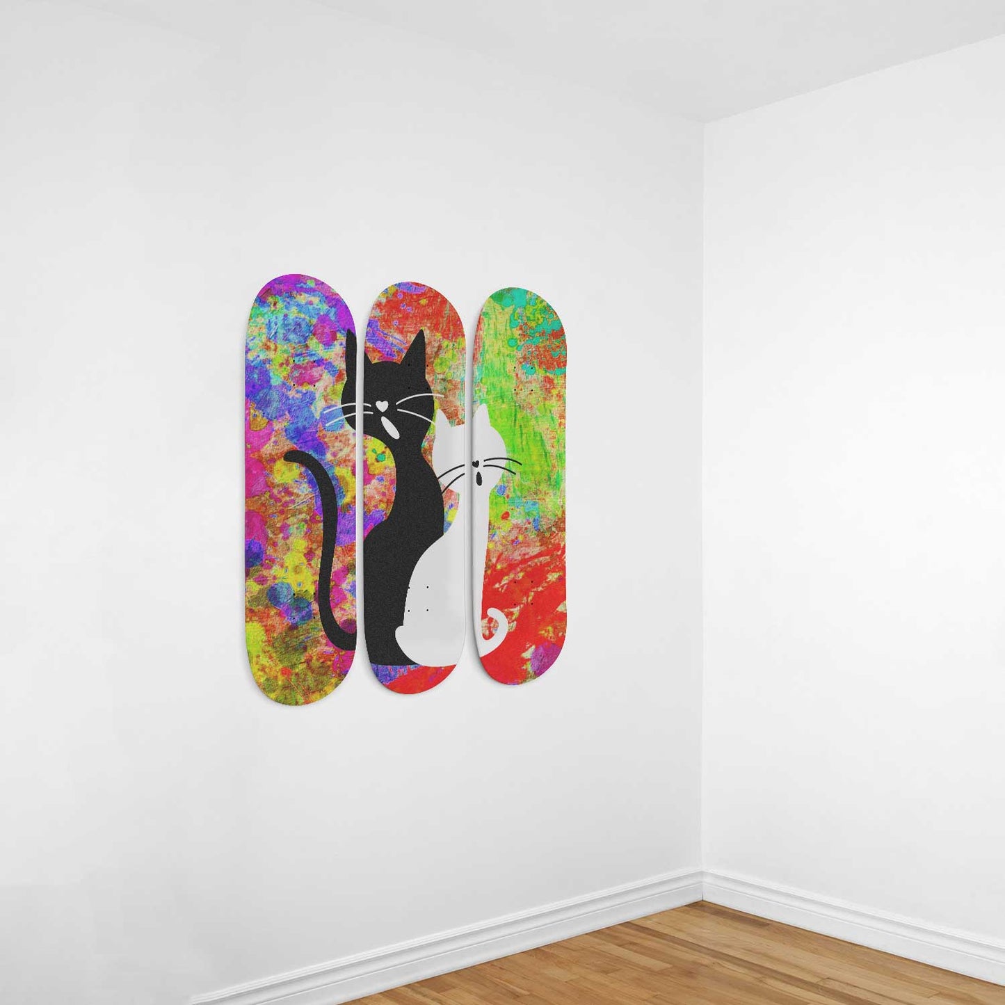 Elegant Cat #2.0 3-Deck Skateboard Wall Art:Adorbale, Colorful Design