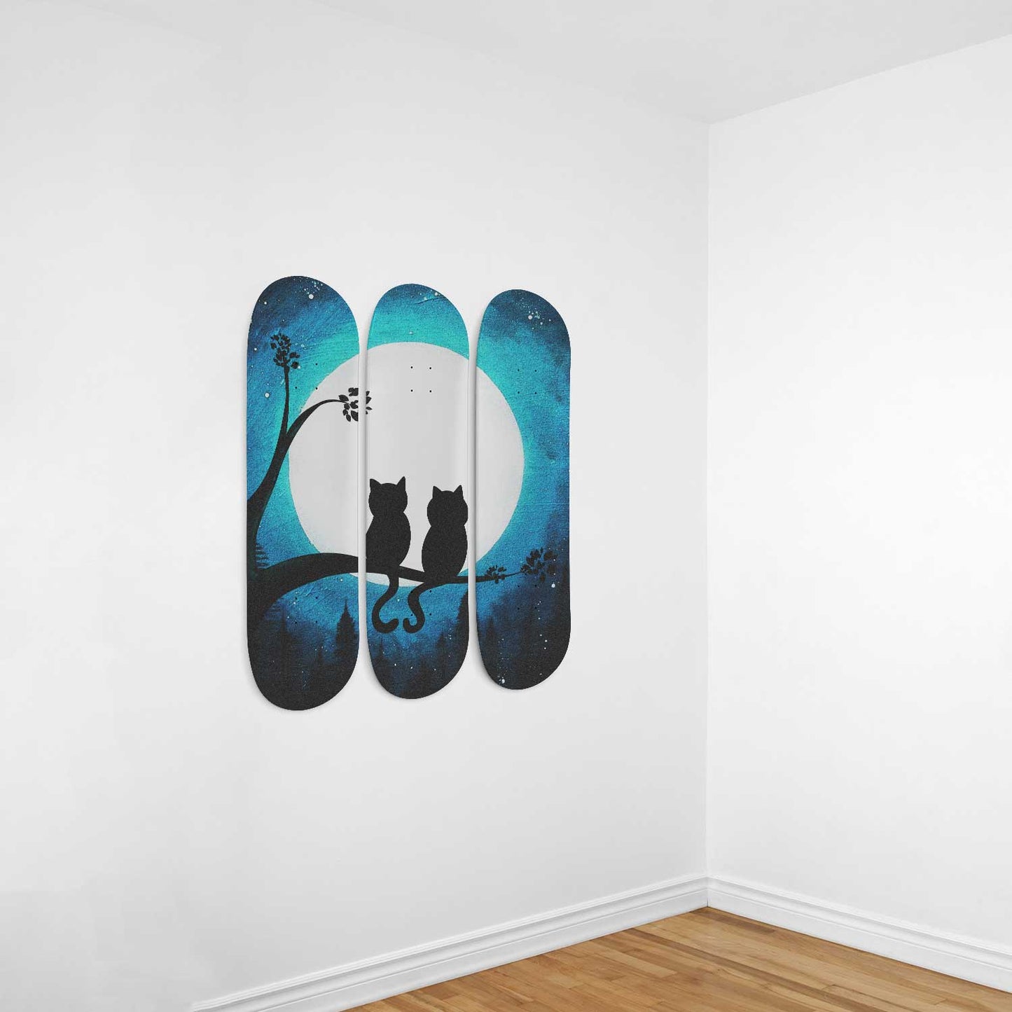 Elegant Cat #3.0 3-Deck Skateboard Wall Art:Adorbale, Colorful Design