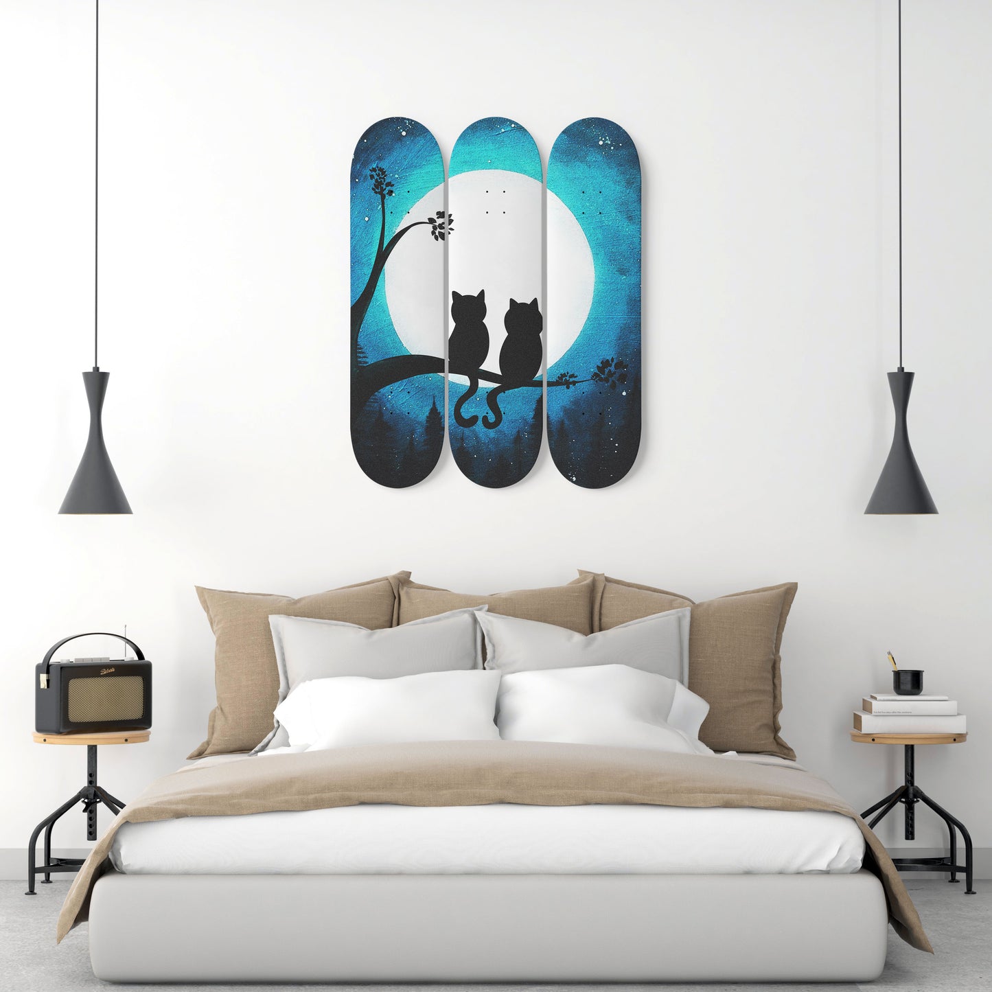 Elegant Cat #3.0 3-Deck Skateboard Wall Art:Adorbale, Colorful Design