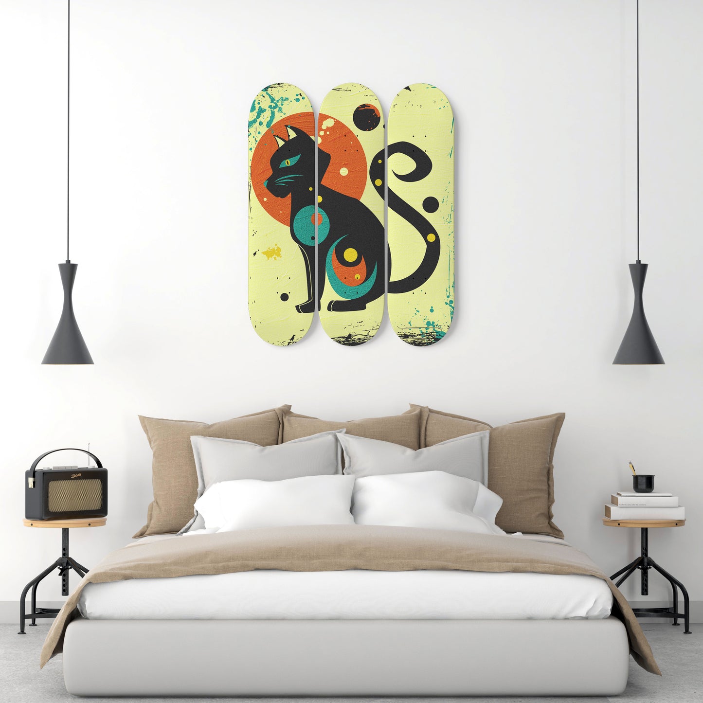 Copy of Elegant Cat #4.0 3-Deck Skateboard Wall Art:Adorbale, Colorful Design