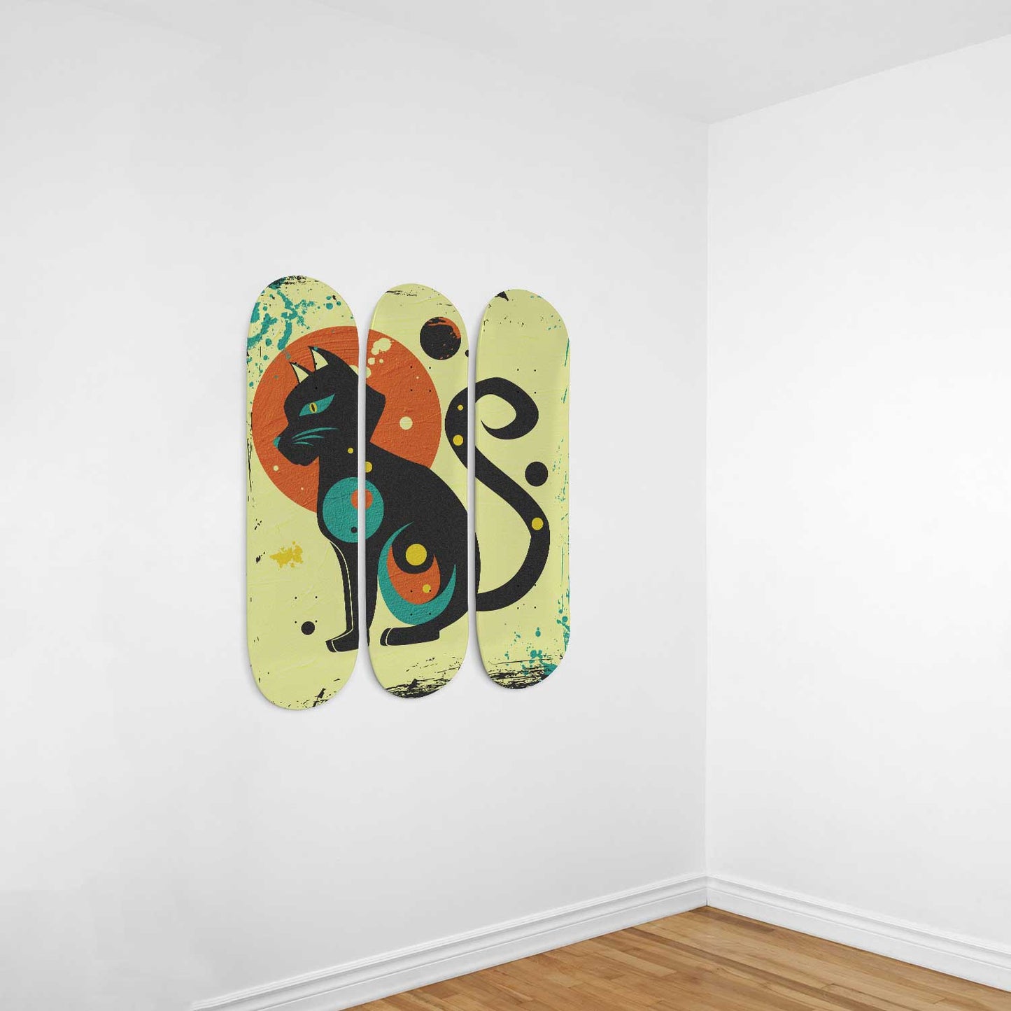 Copy of Elegant Cat #4.0 3-Deck Skateboard Wall Art:Adorbale, Colorful Design